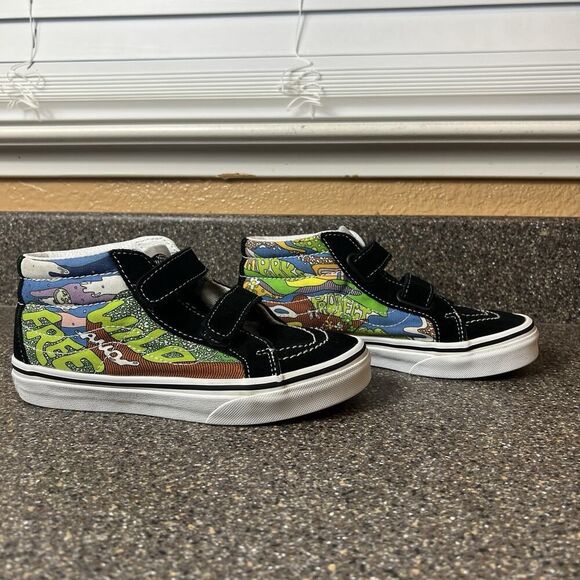 Vans Parks Project Wild And Free Kid Sz 3 Mid Top Multicolor Black Suede Sneaker - Picture 3 of 9